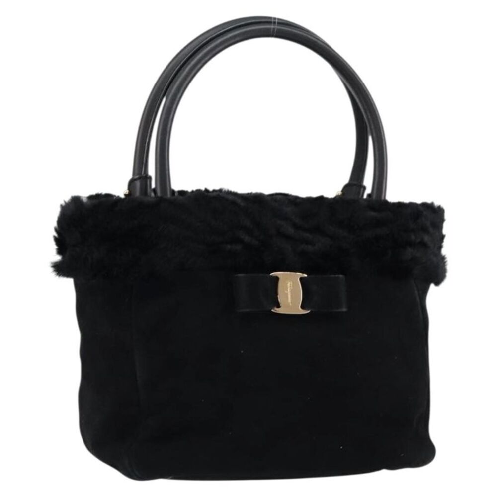 Salvatore Ferragamo Vala Suede Black Suede Handbag - Picture 1 of 16